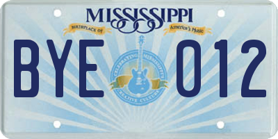 MS license plate BYE012