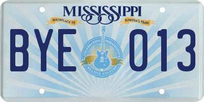 MS license plate BYE013