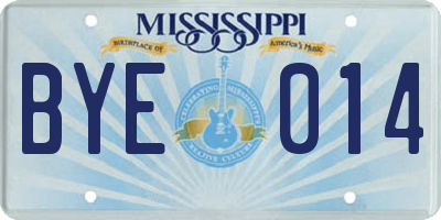 MS license plate BYE014