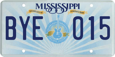MS license plate BYE015