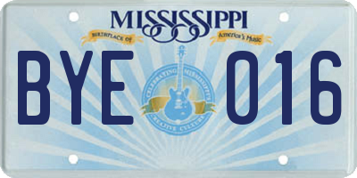 MS license plate BYE016
