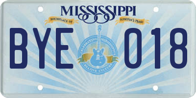 MS license plate BYE018