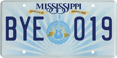 MS license plate BYE019