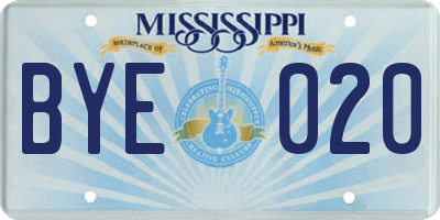 MS license plate BYE020