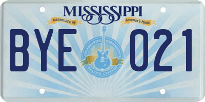 MS license plate BYE021