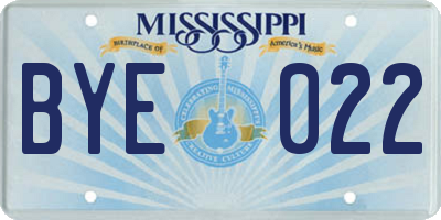 MS license plate BYE022