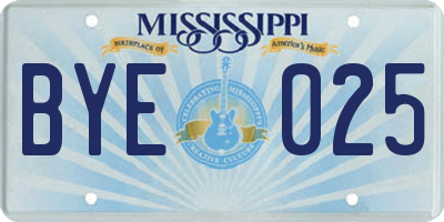 MS license plate BYE025