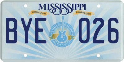 MS license plate BYE026