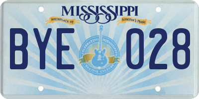 MS license plate BYE028