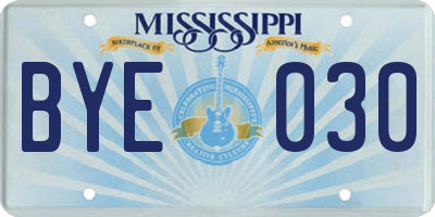 MS license plate BYE030