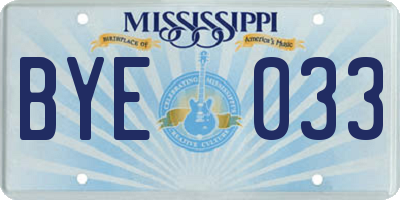 MS license plate BYE033