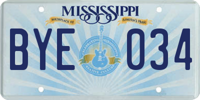MS license plate BYE034