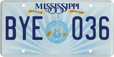MS license plate BYE036