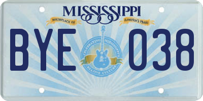 MS license plate BYE038