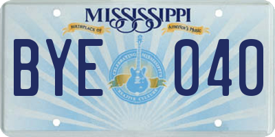 MS license plate BYE040