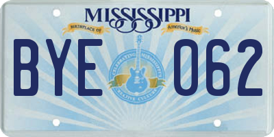 MS license plate BYE062