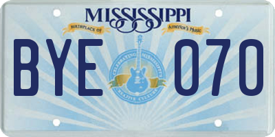 MS license plate BYE070