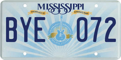 MS license plate BYE072