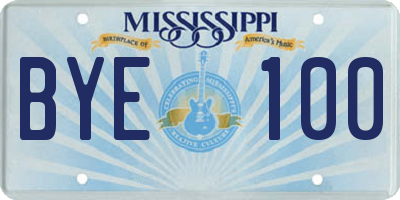 MS license plate BYE100