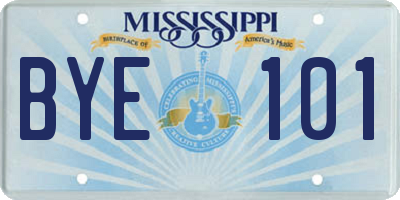 MS license plate BYE101