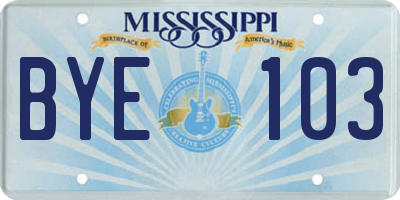 MS license plate BYE103
