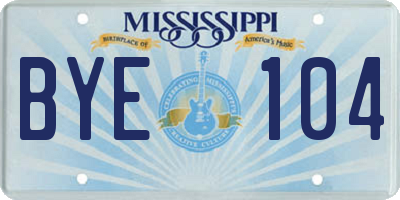 MS license plate BYE104