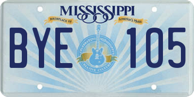 MS license plate BYE105