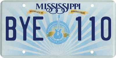 MS license plate BYE110