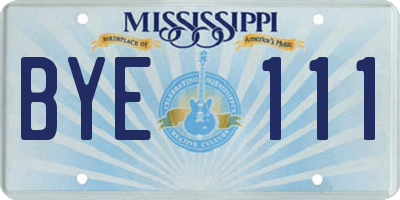 MS license plate BYE111