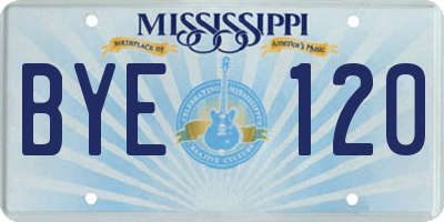 MS license plate BYE120