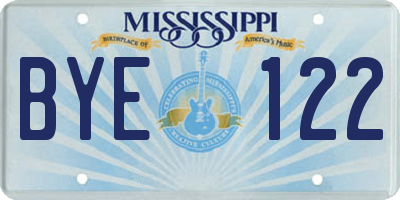 MS license plate BYE122