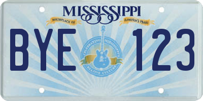 MS license plate BYE123