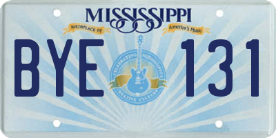 MS license plate BYE131