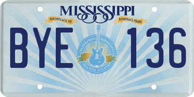 MS license plate BYE136