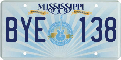 MS license plate BYE138