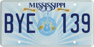 MS license plate BYE139