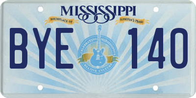 MS license plate BYE140