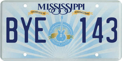 MS license plate BYE143