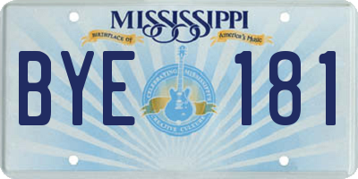 MS license plate BYE181