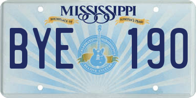MS license plate BYE190