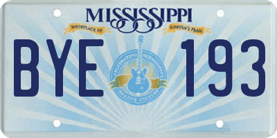 MS license plate BYE193