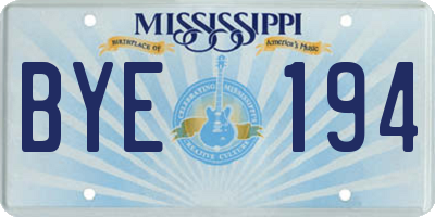 MS license plate BYE194