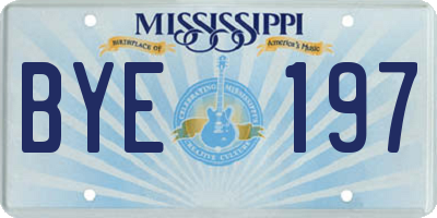 MS license plate BYE197