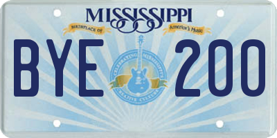 MS license plate BYE200