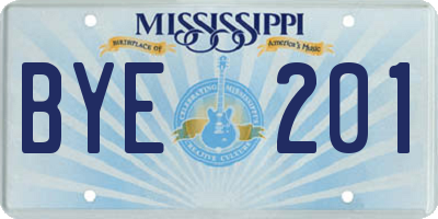 MS license plate BYE201