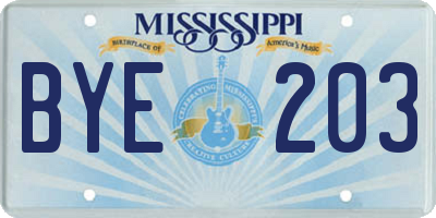 MS license plate BYE203