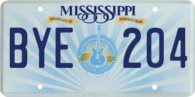 MS license plate BYE204