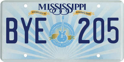 MS license plate BYE205