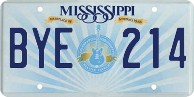 MS license plate BYE214