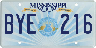 MS license plate BYE216